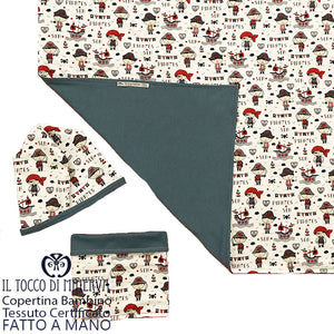 Copertina Neonato in Cotone Certificato Pirati fondo bianco carta da zucchero - Fatto a Mano - Il Tocco di Minerva