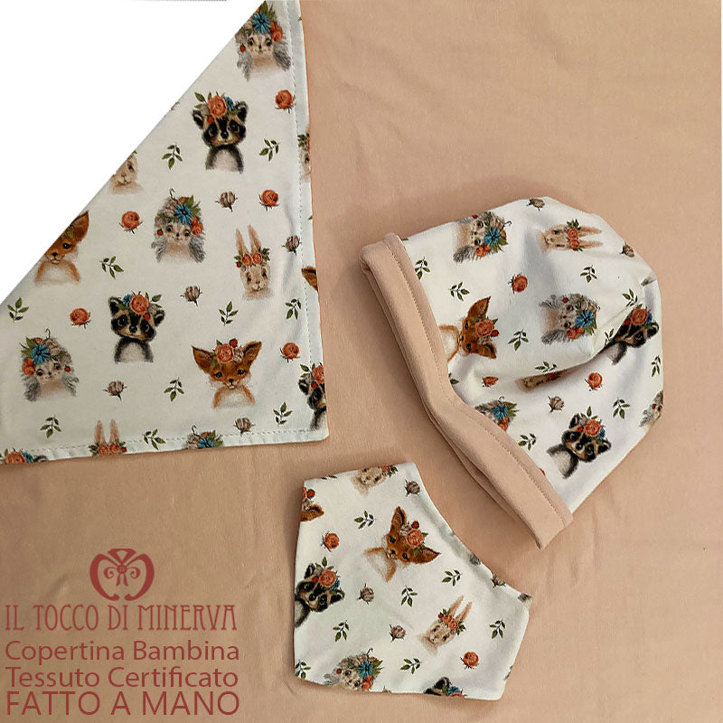 Copertina Neonato in Cotone Certificato Romantic - Fatto a Mano - Il Tocco di Minerva