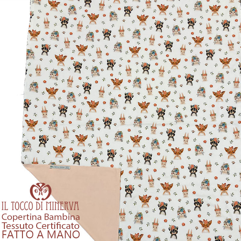 Copertina Neonato in Cotone Certificato Romantic - Fatto a Mano - Il Tocco di Minerva