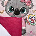 Copertina in Pile stelle fucsia e Cotone koala - Fatto a Mano - Il Tocco di Minerva