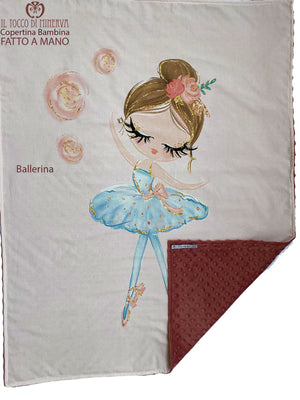 Copertina Bambina in Pile rosa antico e Cotone Ballerina - Fatto a Mano - Il Tocco di Minerva