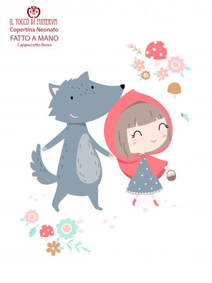 Copertina Neonato in Pile e Cotone Cappuccetto Rosso - Fatto a Mano - Il Tocco di Minerva