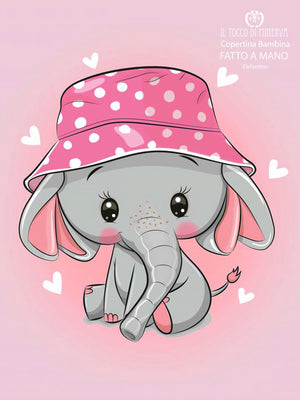 Copertina Bambina in Pile panna e Cotone Elefantino - Fatto a Mano - Il Tocco di Minerva