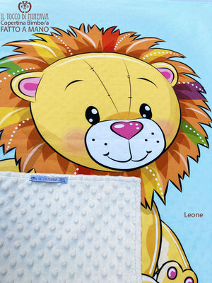 Copertina Bambino in Pile panna e Cotone leone - Fatto a Mano - Il Tocco di Minerva