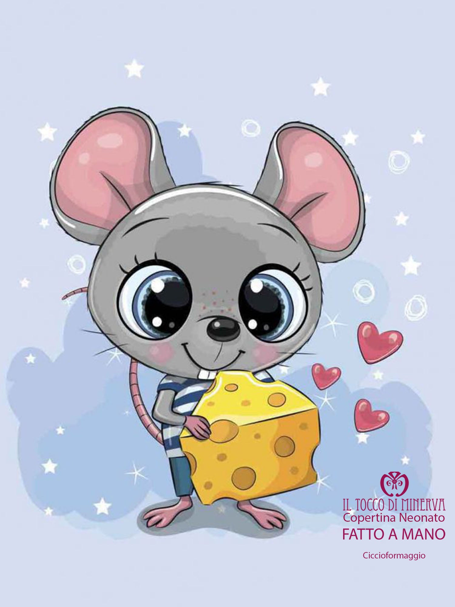 Copertina in Pile pois naturale e topolino - Fatto a Mano - Il Tocco di Minerva