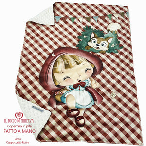 Plaid Copertina bambino ciniglia e pile Cappuccetto Rosso - Fatto a Mano - Il Tocco di Minerva