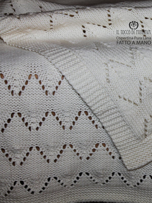 Copertina per Neonato Pura Lana Panda Panna - Fatto a mano - Il Tocco di Minerva