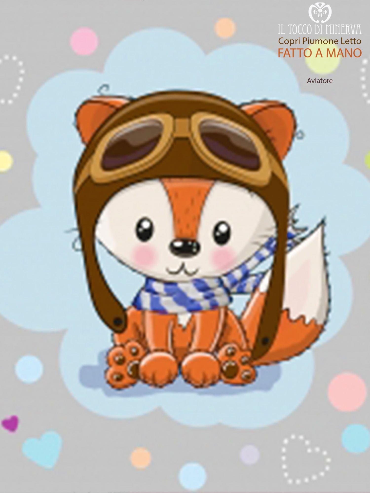 Copripiumone da bambino Aviatore letto singolo 150 cm. x 200 cm. - Fatto a Mano - Il Tocco di Minerva