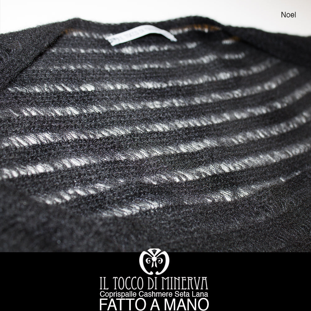 Coprispalle nero cashmere  seta e lana Noel Realizzato a Mano - Il Tocco di Minerva