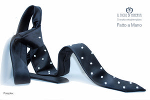Cravatta blunotte pois bianco - realizzata a mano - HandMade - Il Tocco di Minerva