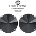 Orecchini Cristallo Swarovski a Lobo 10 mm colore Nero – Fatto a Mano - Il Tocco di Minerva