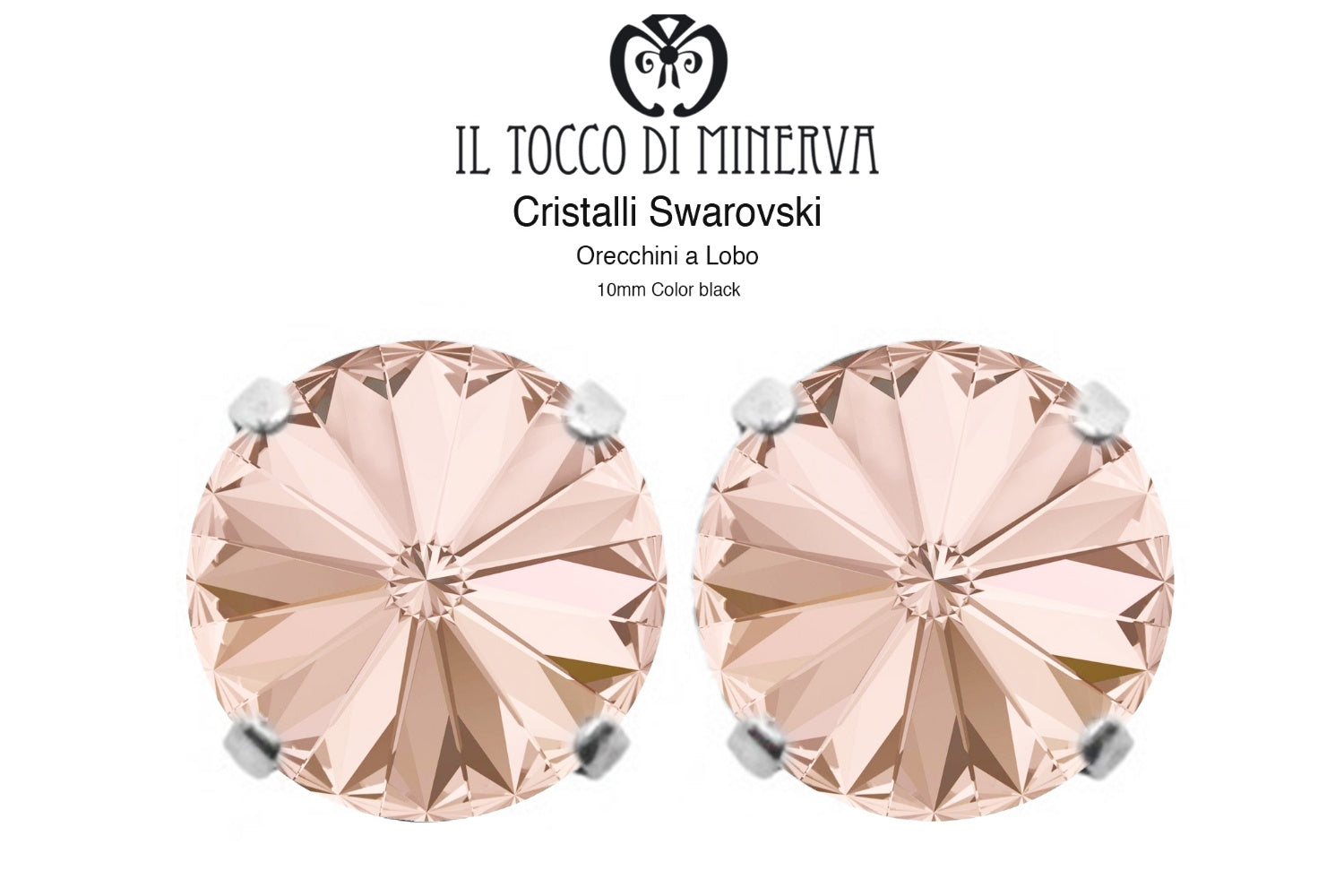 Orecchini Cristallo Swarovski a Lobo 10 mm colore Cipria – Fatto a Mano - Il Tocco di Minerva