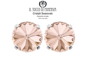 Orecchini Cristallo Swarovski a Lobo 10 mm colore Cipria – Fatto a Mano - Il Tocco di Minerva