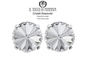 Orecchini Cristallo Swarovski a Lobo 10 mm colore Cristallo – Fatto a Mano - Il Tocco di Minerva