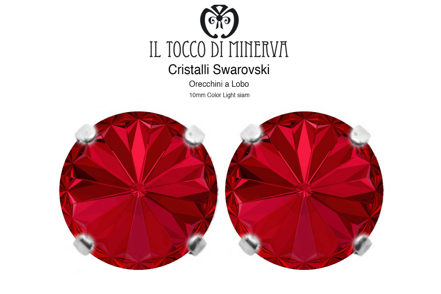 Orecchini Cristallo Swarovski a Lobo 10 mm colore Rosso – Fatto a Mano - Il Tocco di Minerva