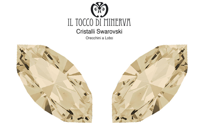 Orecchini Cristallo Swarovski a Lobo 15x7 mm Navetta colore Cipria – Fatto a Mano - Il Tocco di Minerva