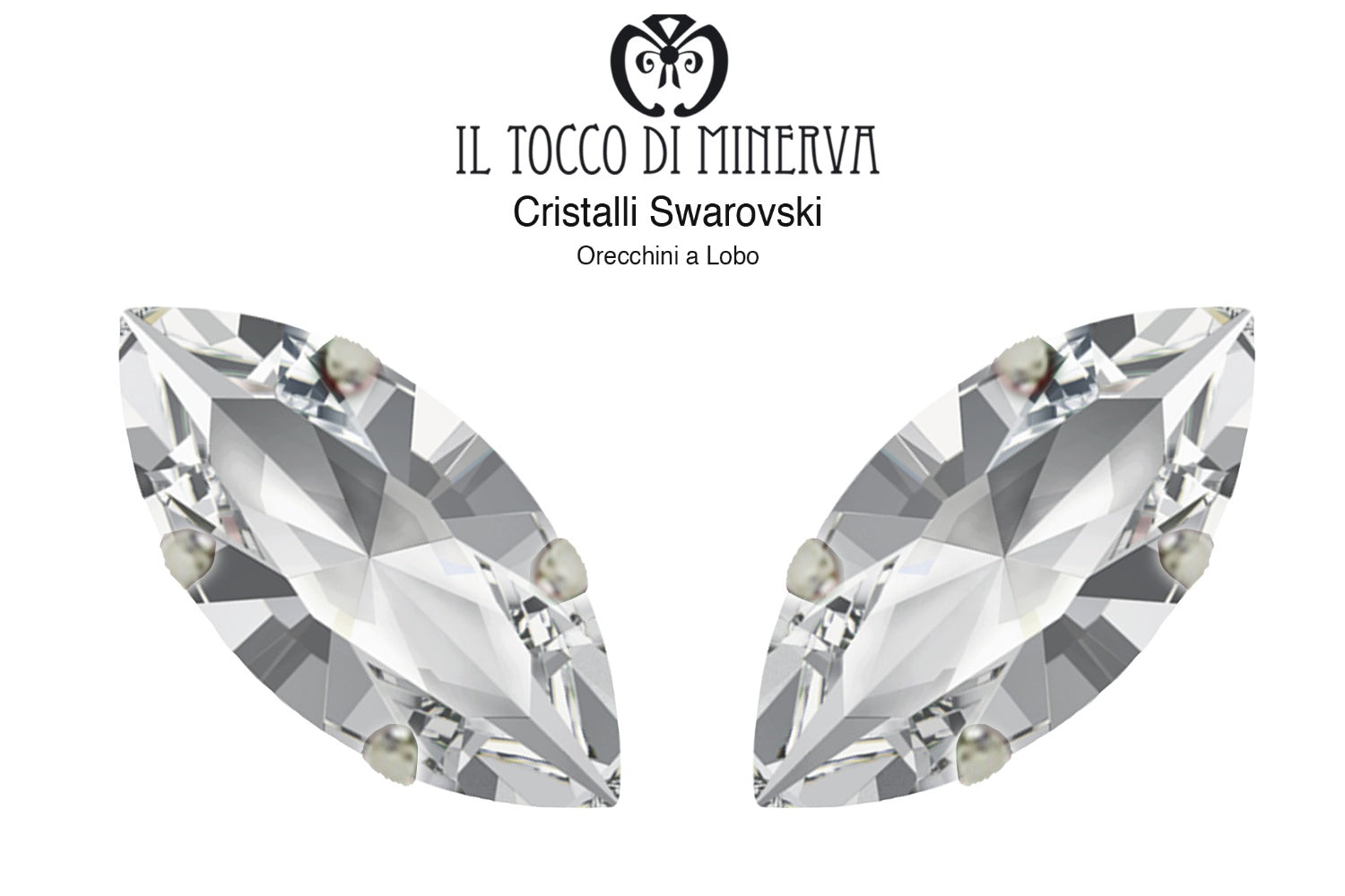 Orecchini Cristallo Swarovski a Lobo 15x7 mm Navetta colore Cristallo – Fatto a Mano - Il Tocco di Minerva