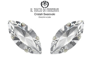 Orecchini Cristallo Swarovski a Lobo 15x7 mm Navetta colore Cristallo – Fatto a Mano - Il Tocco di Minerva