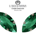 Orecchini Cristallo Swarovski a Lobo 15x7 mm Navetta colore verde smeraldo – Fatto a Mano - Il Tocco di Minerva