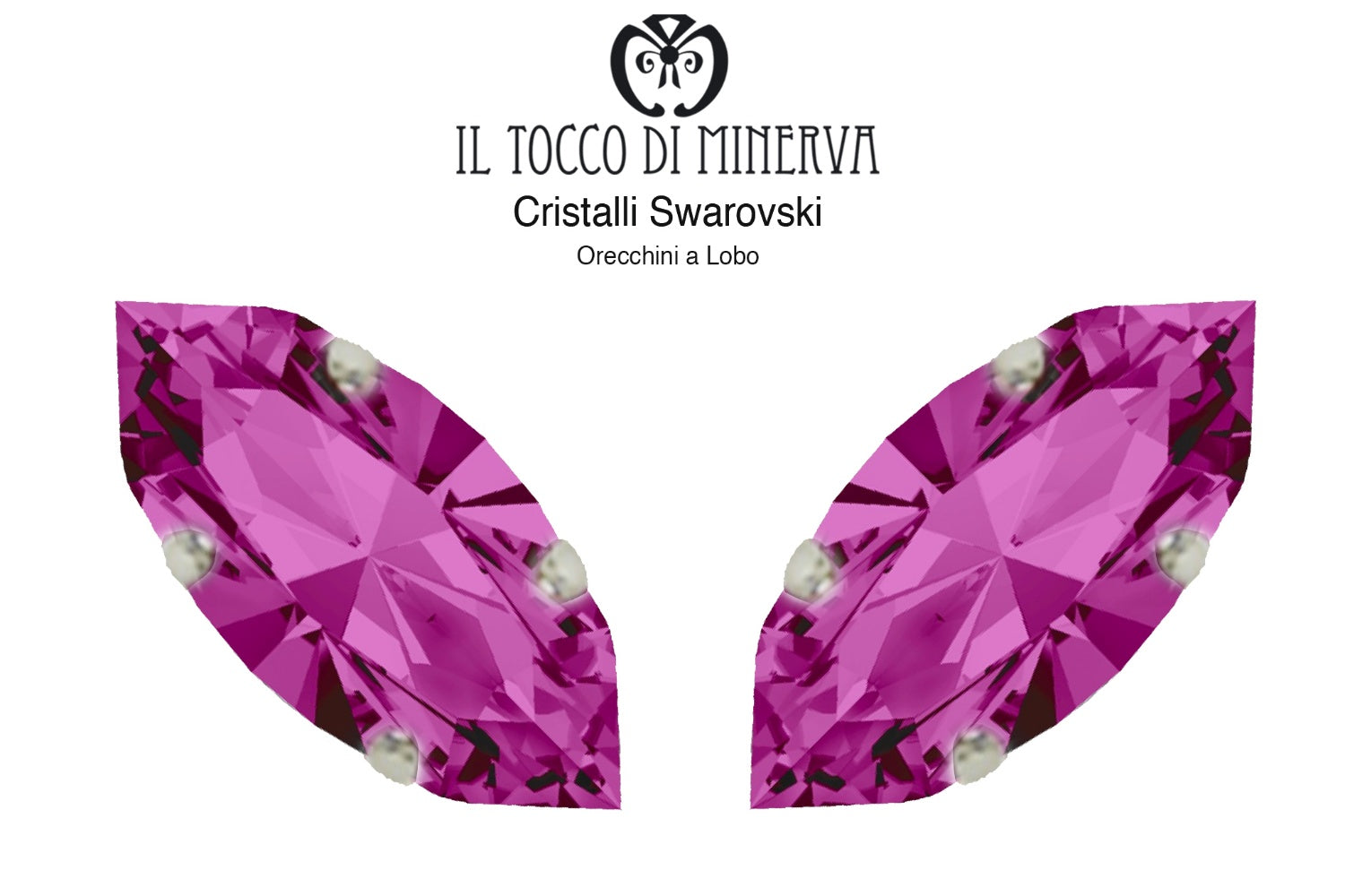 Orecchini Cristallo Swarovski a Lobo 15x7 mm Navetta colore fucsia – Fatto a Mano - Il Tocco di Minerva