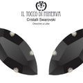 Orecchini Cristallo Swarovski a Lobo 15x7 mm Navetta colore Nero – Fatto a Mano - Il Tocco di Minerva