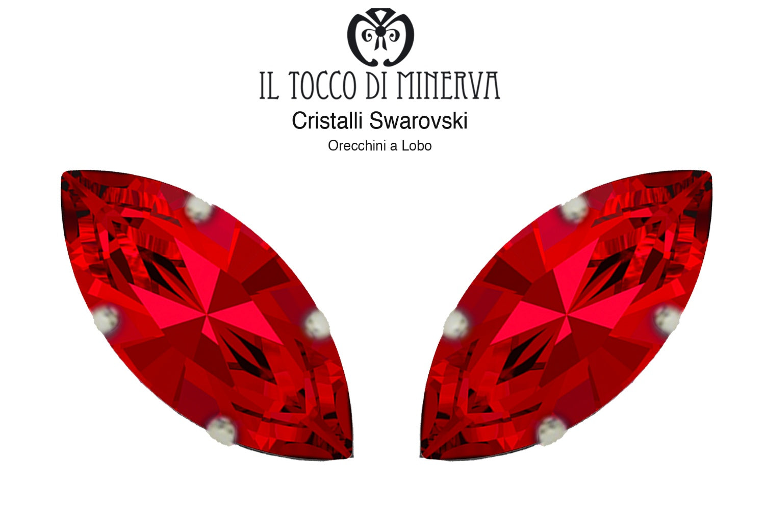 Orecchini Cristallo Swarovski a Lobo 15x7 mm Navetta colore Rosso – Fatto a Mano - Il Tocco di Minerva