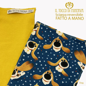 Sciarpa reversibile senape dog bimbo - Fatto a mano - Il Tocco di Minerva