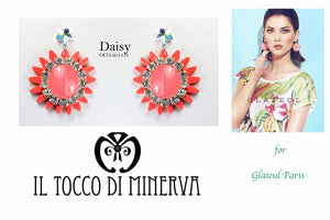 Orecchini Corallo fiore cristallo swarovski Daisy Realizzati a mano - Handmade - Il Tocco di Minerva