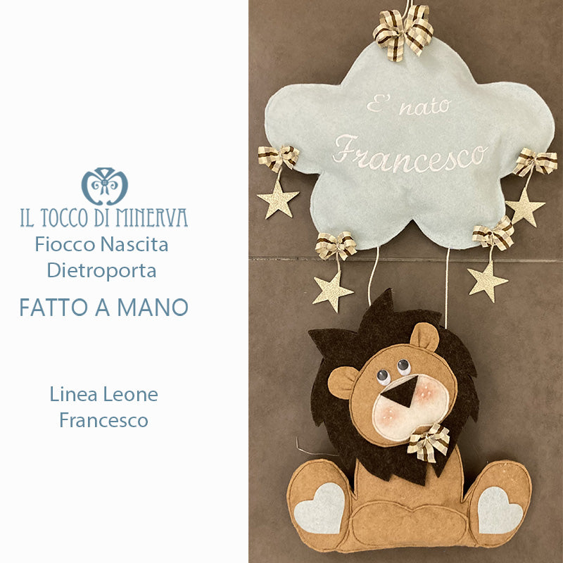 Fiocco Nascita dietro porta linea Leone stelle- Fatto a Mano - Il Tocco di Minerva