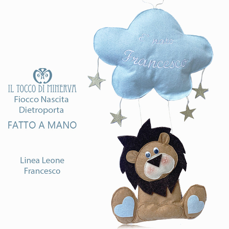 Fiocco Nascita dietro porta linea Leone stelle- Fatto a Mano - Il Tocco di Minerva