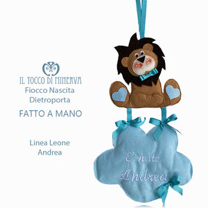 Fiocco Nascita dietro porta linea Leone - Fatto a Mano - Il Tocco di Minerva