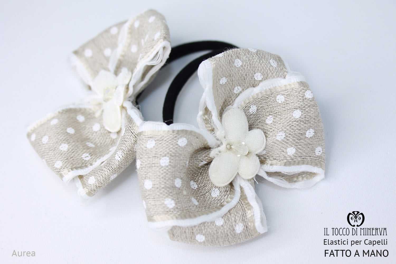 Elastici per capelli beige Aurea Realizzati a mano - Handmade - Il Tocco di Minerva