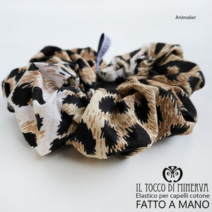 Elastico per capelli cotone Animalier leopardato - Realizzato a mano - Il Tocco di Minerva