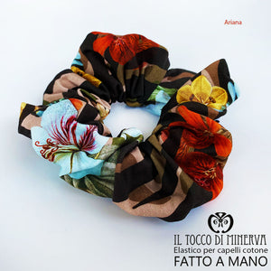 Elastico per capelli cotone Ariana camouflage - Realizzato a mano - Il Tocco di Minerva