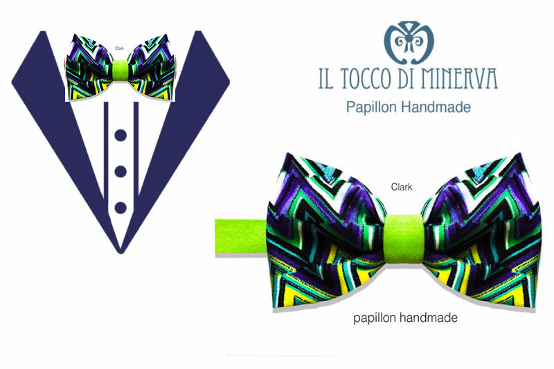 Papillon Uomo cotone Clark tessuto alta moda - Realizzato a mano - Il Tocco di Minerva