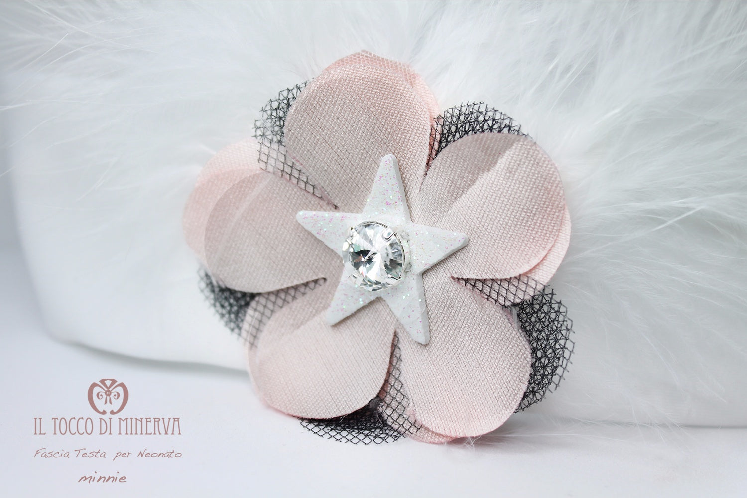 Fascia Testa per Neonato Minnie - Realizzata a mano - HandMade - Il Tocco di Minerva