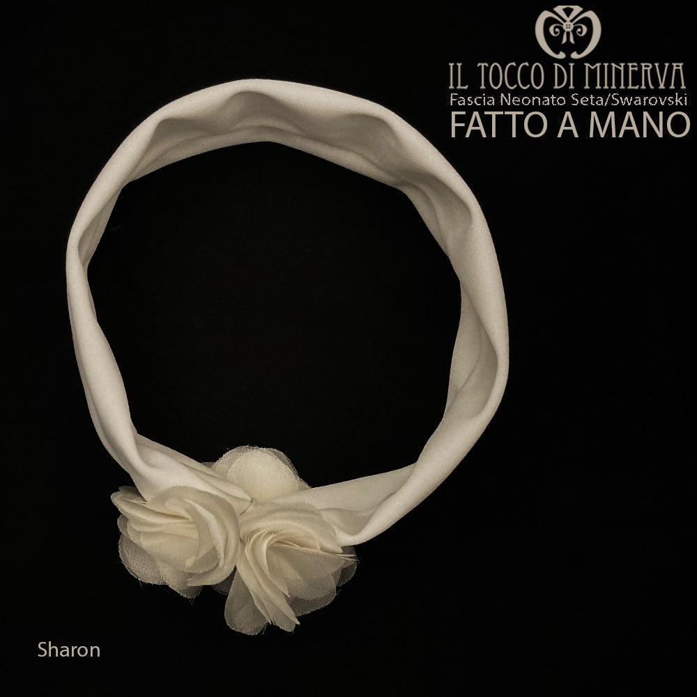 Fascia Neonato seta e swarovski Sharon Realizzato a Mano - Il Tocco di Minerva