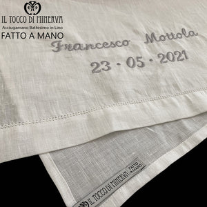 Asciugamano neonato/a lino personalizzabile  Realizzato a mano - Handmade - Il Tocco di Minerva