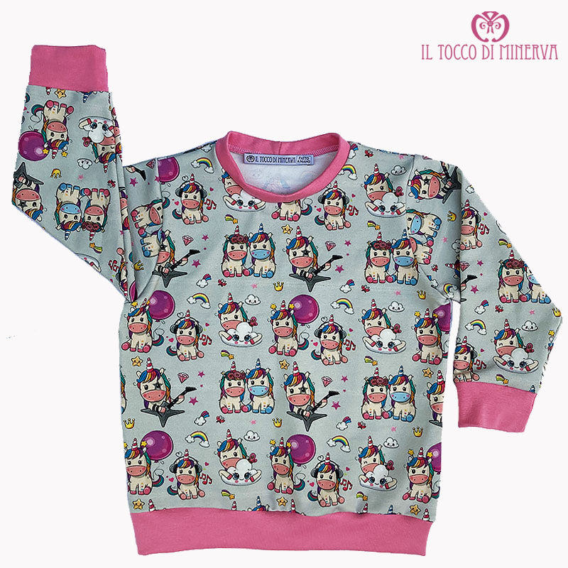 Felpa Cotone Unicorno rock - Fatto a Mano - Il Tocco di Minerva