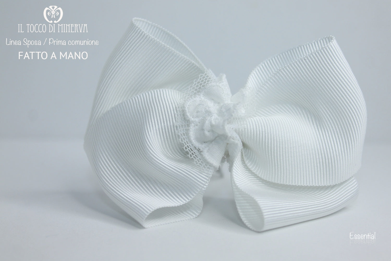 Fermaglietto bianco in gros grain Essential Realizzato a mano - Il Tocco di Minerva