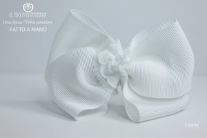 Fermaglietto bianco in gros grain Essential Realizzato a mano - Il Tocco di Minerva