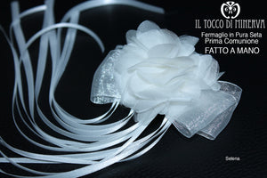Fermaglio seta per Capelli Prima Comunione Cerimonia Realizzato a mano Selena - Il Tocco di Minerva
