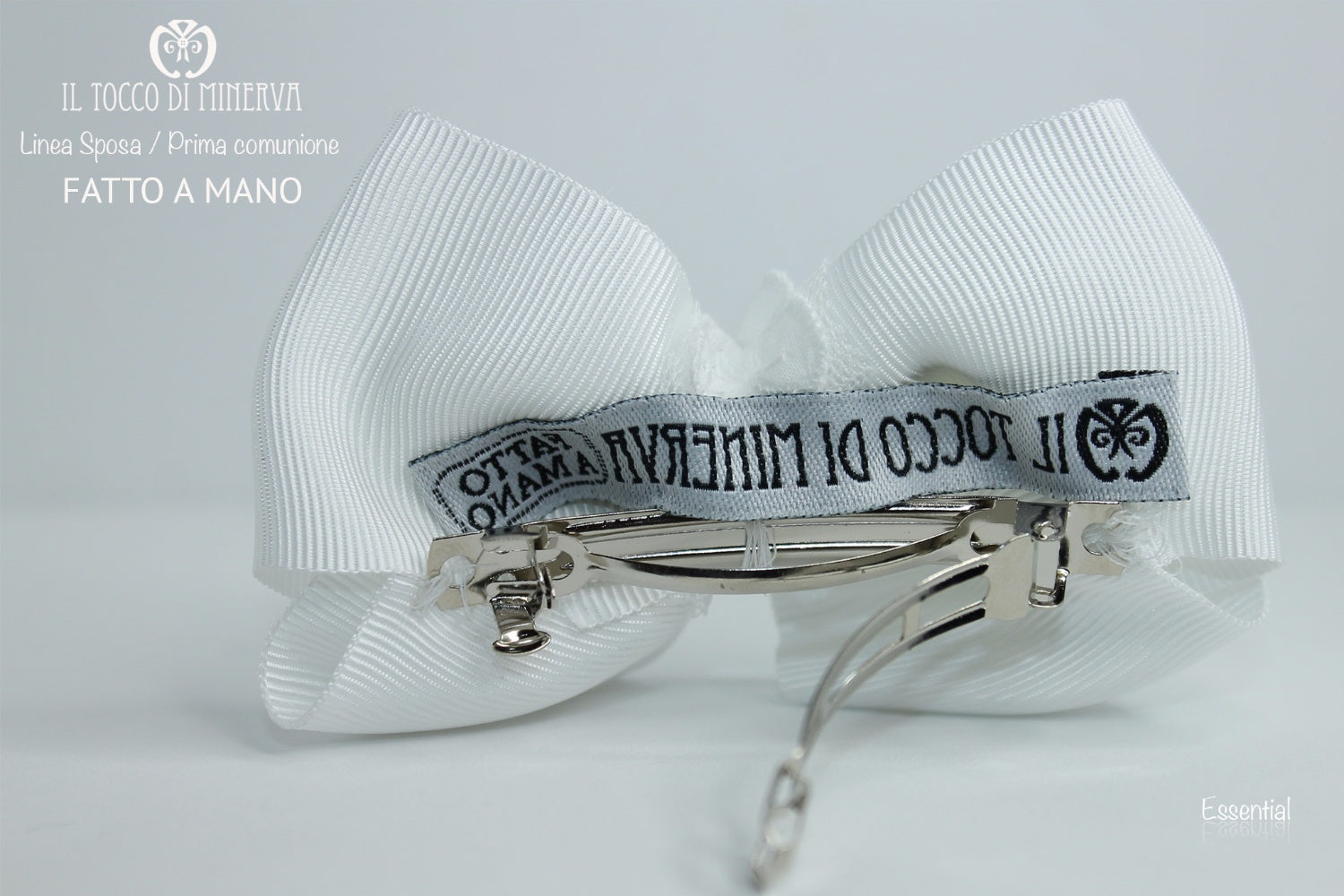 Fermaglietto bianco in gros grain Essential Realizzato a mano - Il Tocco di Minerva