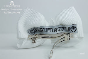 Fermaglietto bianco in gros grain Essential Realizzato a mano - Il Tocco di Minerva