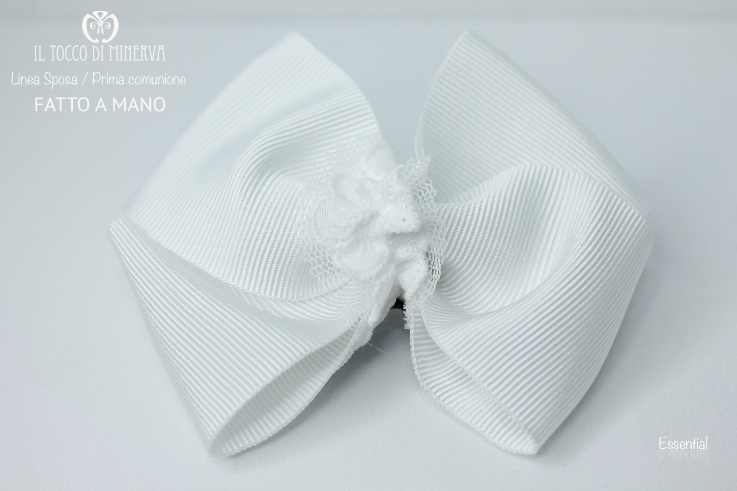 Fermaglietto bianco in gros grain Essential Realizzato a mano - Il Tocco di Minerva