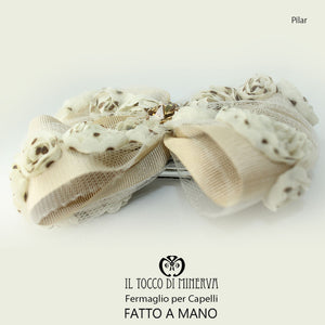Fermaglio per capelli beige marrone Pilar Realizzato a mano - Il Tocco di Minerva