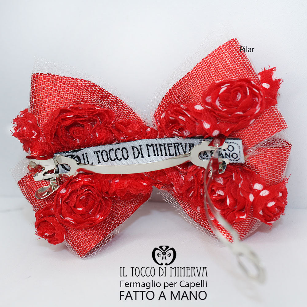 Fermaglio per capelli rosso Pilar Realizzato a mano - Il Tocco di Minerva