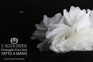 Fermaglio per capelli seta bimba Linea Prima Comunione Greta Realizzato a mano - Il Tocco di Minerva