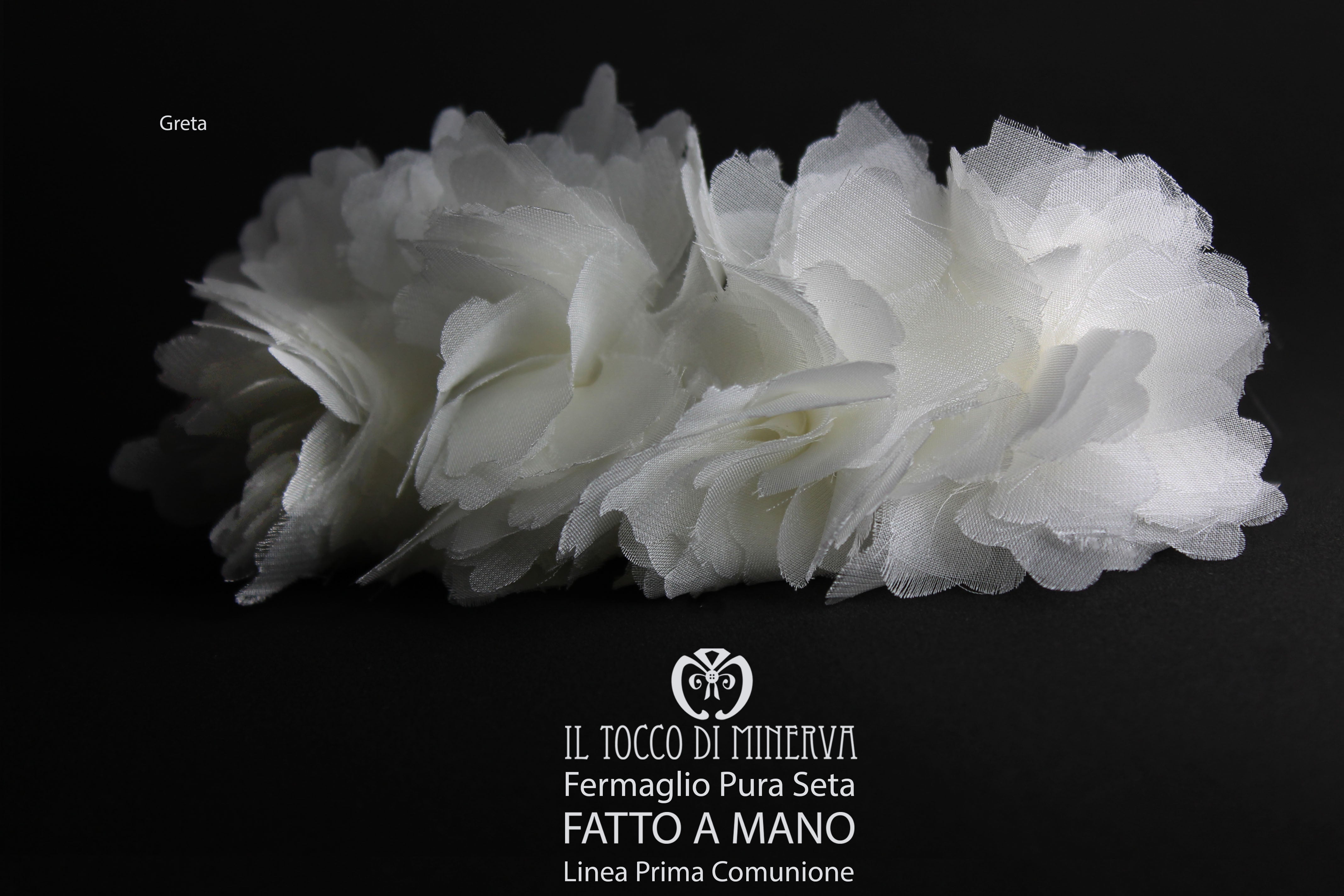Fermaglio per capelli seta bimba Linea Prima Comunione Greta Realizzato a mano - Il Tocco di Minerva