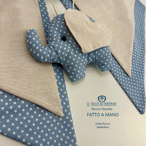 Fiocco Nascita linea fiocco elefantino Guglielmo - Fatto a Mano - Il Tocco di Minerva